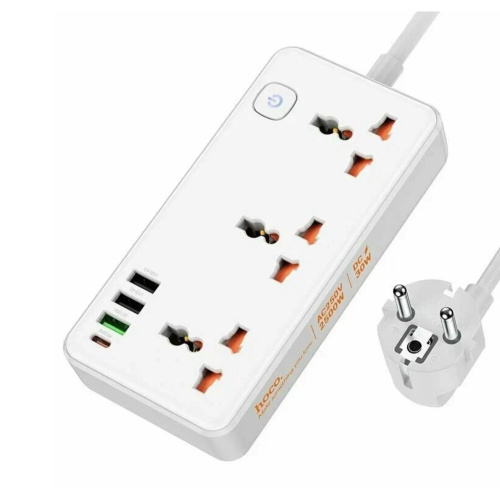 Переходник сетевой Hoco AC8A Storm 3-position socket (PD30W/1C3A) (EU) (белый) Переходник сетевой Hoco AC8A Storm 3-position socket (PD30W/1C3A) (EU) (белый)