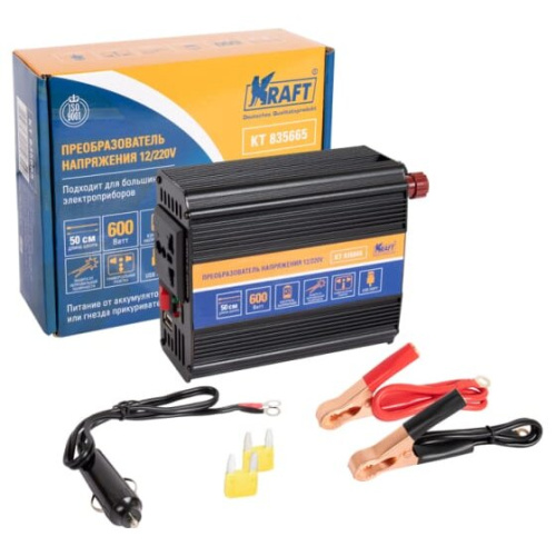 Инвертор автомобильный Kraft KT 835665 12/220V 600W Инвертор автомобильный Kraft KT 835665 12/220V 600W