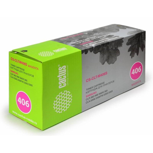 Тонер-картридж Cactus CS-CLT-M406S для принтеров Samsung CLP-360/365/CLX-3300/3305 magenta Тонер-картридж Cactus CS-CLT-M406S для принтеров Samsung CLP-360/365/CLX-3300/3305 magenta